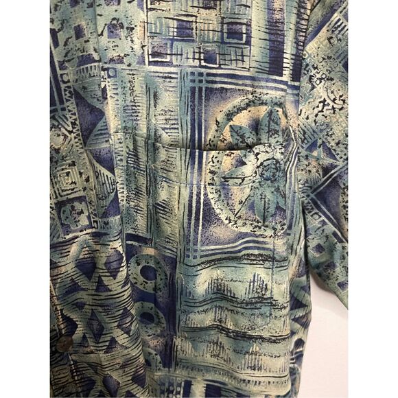 Tori Richards Men's Button Front Cotton Lawn Hawaiian Shirt Blue Green Large - Picture 4 of 5